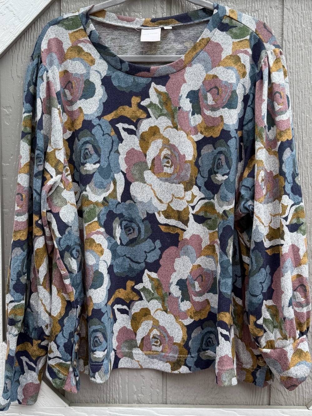 Zac & Rachel Multicolor Floral Puff-Sleeve Long Sleeve Tee